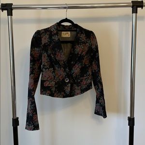 Free people | floral denim blazer | grey | 2 | new